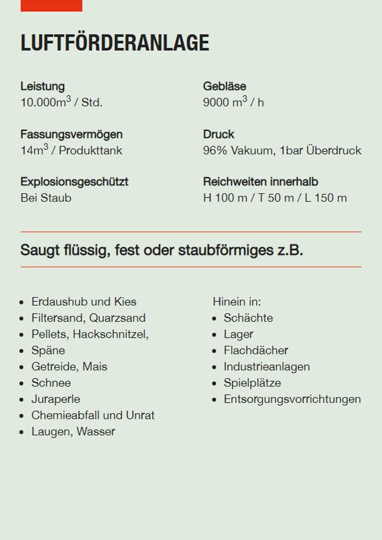 Saugbagger Bad Ems - Technische Daten LFA